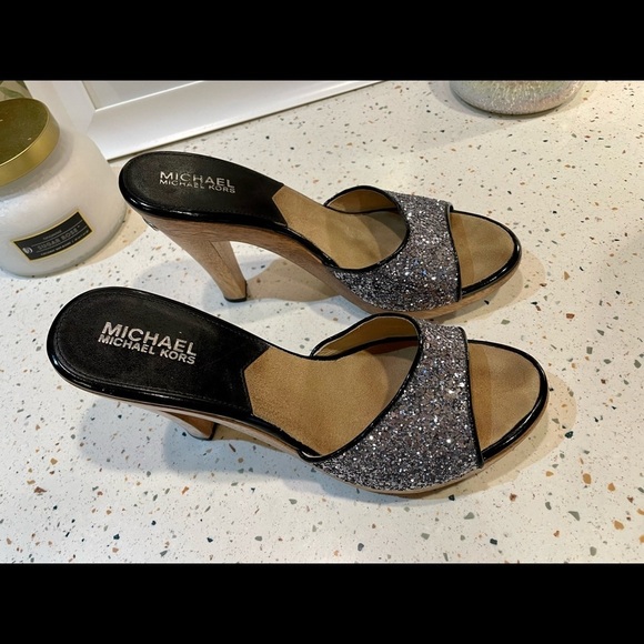 MICHAEL Michael Kors Glitter‎ Wooden Sandal Heels - Picture 6 of 15